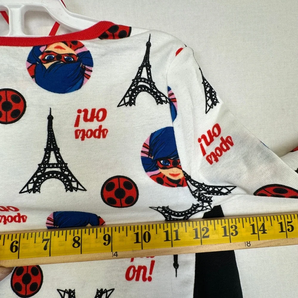 Miraculous Ladybug‎ 4PC Pajama Set Girls Size 8 Red Black Cotton